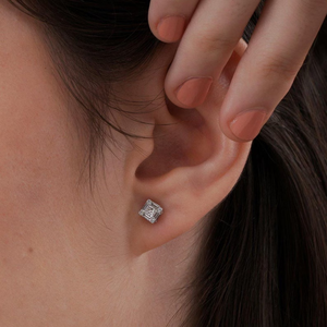 Pendientes de Diamantes Cultivados en Laboratorio con Corte Princesa, Engaste Invisible con Diamantes Rectangulares y Redondos, Joyería Elegante para Mujer - Product Image 4