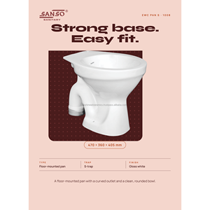 Inodoro de Cerámica de Una Pieza Estilo Europeo Sanso 1008, EWC con Sifón en S, Fácil de Limpiar, Venta Directa de Fábrica, India - Product Image 2