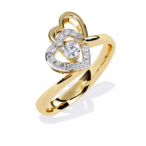 Anillo de oro macizo de 14k con diamante de corte redondo en forma de corazón para mujer, diseño de flor, para regalo, compromiso, aniversario, boda - Product Image 2