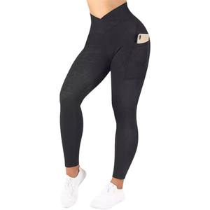 Custom Printed Solid High Waist Women <b>Leggings</b> Spandex / Nylon Breathable Eco-Friendly <b>Ankle</b>-<b>Length</b> Elastic Waist Yoga Pants - Product Image 4