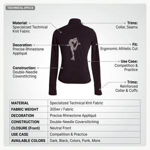 Custom Breathable Rhinestone Back Stretch <b>Mock</b> <b>Neck</b> Women's Skinny Fit Base Layer Equestrian Spandex/nylon Zipper Closure - Product Image 5
