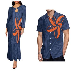 Fabricantes de Ropa Polinesia, Vestido de Cola de Pez Personalizado para Mujer con MOQ 1 y Blusa con Estampado Tribal Tropical para Hombre, Traje de Pareja - Product Image 4