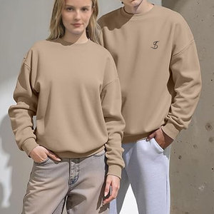 Sweat-shirt oversize en coton/polaire à col rond, impression de logo personnalisée, nouveau style basique 2026 - Product Image 3
