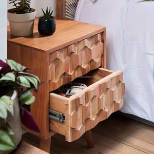 Mesita de Noche de Madera Maciza de Mango Hecha a Mano con Cajón Tallado, Mueble Moderno para Dormitorio, Ideal para Almacenes - Exportación Mundial - Product Image 4