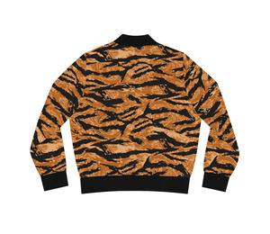 Blouson Bomber Varsity Personnalisé Imprimé Léopard Camouflage Matelassé Imperméable Réversible en Soie Satinée Tricotée avec Impression par Transfert Thermique - Product Image 2