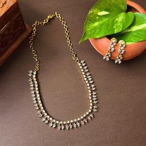 White Bridal Jewelry Set with Zircon Earrings and Necklace - Product Image 1