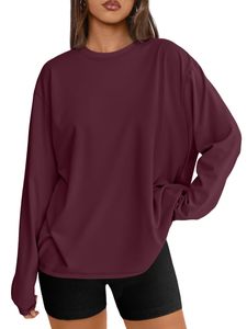 Pull à col rond à manches longues pour femme, couleur unie, tricoté, décontracté, 100% coton, respirant, toutes saisons - Product Image 1