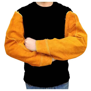 Mangas Protectoras de Fibra de Vidrio Resistentes al Calor para Soldadura, Protección de Brazos de Cuero Vacuno de Alta Calidad con Logotipo Personalizado - Product Image 3