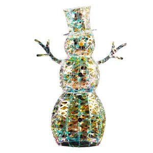 Decorazioni Natalizie Pupazzo di Neve Iridescente da 120 cm, Pre-Illuminato per Esterni, con 100 Luci LED Bianco Caldo, Alberi di Natale - Product Image 1