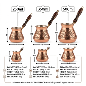 Cafetera Turca Cezve de Cobre Martillado Hecha a Mano con Mango Ergonómico de Madera y Revestimiento de Estaño, Cafetera Griega Briki para Estufa - Product Image 6