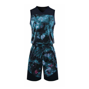 Ensemble de maillots de basket-ball sublimés personnalisés pour hommes, sans manches, col en V, polyester respirant, vêtements de sport pour toutes les saisons - Product Image 1