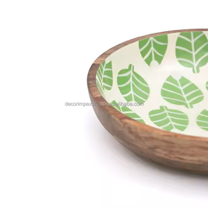 ชามสลัดไม้พิมพ์เคลือบขนาดใหญ่ปลอดภัยสำหรับใส่อาหารใช้ตกแต่งงานปาร์ตี้ - Product Image 3