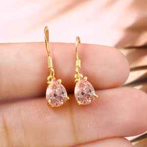 Pendientes de zafiro Padparadscha en forma de pera, plata de ley 925, joyería colgante para mujer - Product Image 2