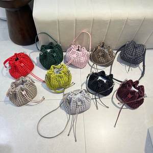 Woven Bucket <b>Bag</b> <b>Drawstring</b> Crossbody Handbag Shoulder Purse for Daily Travel - Product Image 1