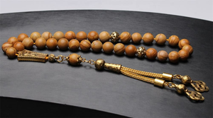 Bracelet Tasbih en bois naturel et pierres colorées, 33 perles, accessoires musulmans, Eid ADHA, bijoux de prière islamiques, artisanat naturel - Product Image 3