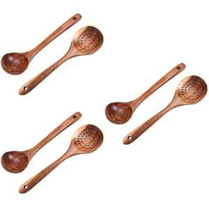 Juego de Cucharas de Madera Hechas a Mano, Forma Ovalada, Pulimentadas, Rústicas, Naturales, Ecológicas, Utensilios de Cocina para Uso Doméstico - Product Image 5