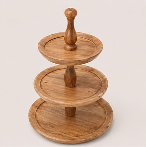 Handcrafted 3-<b>Tier</b> Round Wooden <b>Cake</b> Stand for Weddings Eco-Friendly Mango Wood Cupcake Display & Dessert Serving Tray - Product Image 4