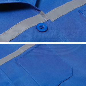 Bata Médica Premium Unisex de Algodón Azul Antiestática de Manga Larga, Uniforme de Punto con Logotipo de Detección de Agujas, Impresión OEM - Product Image 4