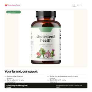 Cápsulas de Apoyo a la Salud del Colesterol, Suministro Directo de Fábrica, Fórmula Herbal con Berberina, Cardo Mariano, Ajo y Alcachofa - Product Image 4