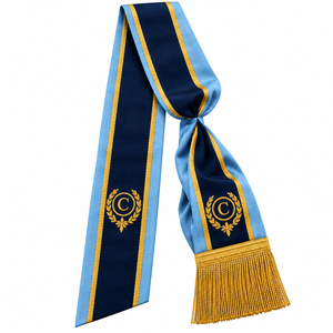 Écharpe de cérémonie maçonnique personnalisée brodée, écharpe de loge maçonnique avec bordure dorée décorative - Product Image 4