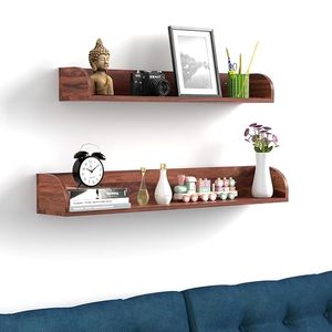 Wall <b>Mounted</b> Wooden Poster <b>Frame</b> Display Shelf <b>with</b> Floating Metal <b>Frame</b> Rectangle Shape for Living Room Bedroom - Product Image 1