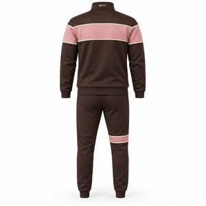 Men's Brown <b>Pink</b> Acid Wash Color Blocking <b>Tracksuit</b> Full Zip Jacket Tapered Joggers Side Pockets Front Logo Autumn Casual Sporty - Product Image 6