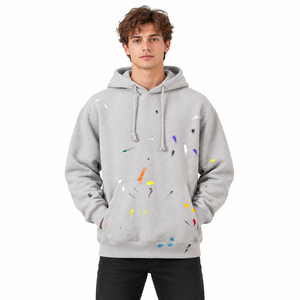 Sweat-shirt à capuche surdimensionné pour homme avec effet de peinture éclaboussée, streetwear - Product Image 1