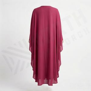 Nouvelle robe longue en mousseline de soie Kaftan Abaya musulmane, ensemble deux pièces, taille plus, polyester, tailles personnalisables, vêtements modestes - Product Image 2