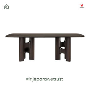 Mesa de Comedor Moderna de Lujo en Madera Sólida con Base Escultural Rectangular en Madera Oscura para Restaurante, Hotel, Villa, Muebles de Comedor - Product Image 3