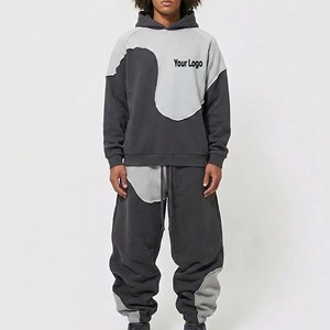 Nouvel arrivage 2027 : Ensemble streetwear deux pièces respirant mi-lourd, coupe régulière, imprimé, avec panneaux color block, comprenant un sweat à capuche et un pantalon de jogging ample - Product Image 4