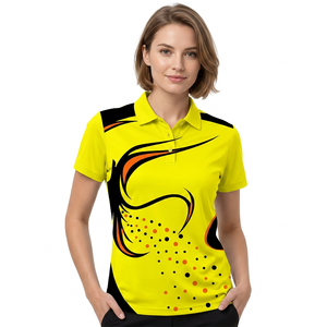 Men's Short Sleeve <b>Polo</b> Shirt Yellow Black <b>Orange</b> Abstract Geometric Print Quick Dry Knitted Polyester Sporty Fit - Product Image 2