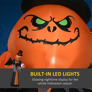 Decorazione Gonfiabile di Halloween da 3,6 Metri: Zucca con Scheletro e Luci LED per Feste in Giardino - Product Image 5