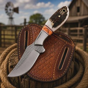 Cuchillo de Caza de Acero Inoxidable con Hoja de Punta Caída y Mango de Hueso, Cuchillo de Supervivencia para Exteriores - Product Image 2
