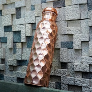 New Arrival Ayurvedic Eco-Friendly Brown <b>Copper</b> Water <b>Bottle</b> Hammered Design Portable Travel Use Classic Office Use Lids - Product Image 6