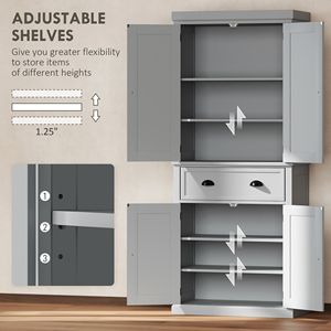 Armadio dispensa grigio autoportante da 184 cm con ante e ripiani per la conservazione degli alimenti - Product Image 5