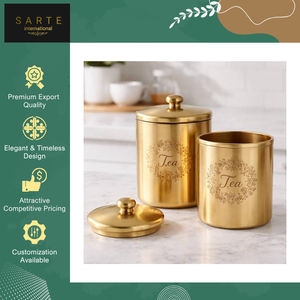 Top Notch Quality Bulk Supply Home <b>Decor</b> <b>Kitchen</b> Use Handcrafted Luxury Brass Tea Canister Airtight Storage Jar for Sale - Product Image 3