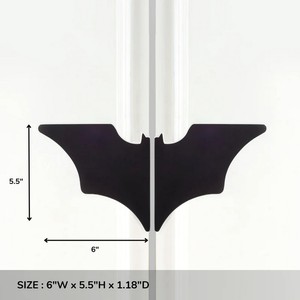 Poignées de porte en bois d'acacia faites à la main, noires, motif Batman, en bois naturel, pour tiroirs d'enfants, commodes, armoires et poignées de cuisine - Product Image 2