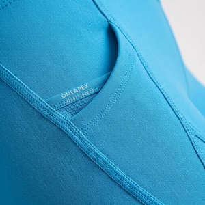 <b>Womens</b> Blue Zip Up Yoga Set <b>Short</b> Sleeve Crop Top High Waist Pocket <b>Leggings</b> Gym Fitness Workout Activewear Two Piece Set - Product Image 5