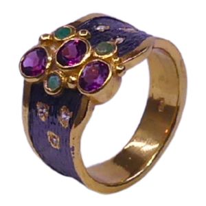 Wedding Wear 925 Sterling <b>Silver</b> Gold Plated Jewelry White Topaz Ruby <b>Emerald</b> Gemstone Women Wear Classic <b>Ring</b> - Product Image 4
