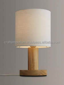 Artistic Modern <b>Wooden</b> Handmade Table Lamps with Carved Details Polished Finish and Customized Color Lampshades - Product Image 5