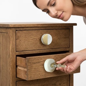 Modern <b>White</b> Bone Horn and Wood Cabinet <b>Knob</b> with Brass Base for Cabinets Drawers Wardrobes - Product Image 2