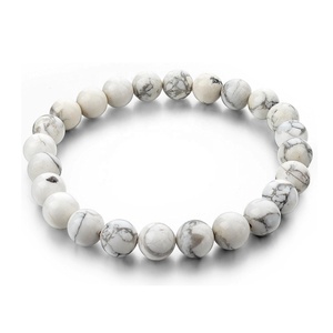 Natural Howlite 8mm Beaded <b>Bracelet</b> Crystal <b>Healing</b> Gemstone <b>Bracelet</b> Reiki Chakra Meditation Jewelry Gift - Product Image 1