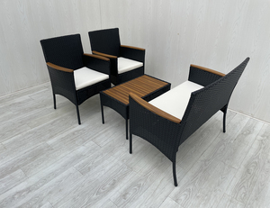 4P00077 Direct factory in Viet Nam Outdoor Dining <b>Garden</b> <b>Set</b> 4pcs KD Sofa with steel frame and flat wicker acacia wood - Product Image 4