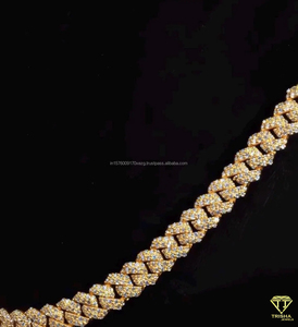Collier chaîne cubaine pour hommes et femmes, plaqué or 18 carats, style hip-hop, avec diamants Moissanite, bijoux de luxe scintillants - Product Image 2