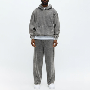 Sweat à capuche pour homme en coton épais 500 g/m², coupe ample et carrée, délavé à l'acide, personnalisable avec logo, fabricant OEM - Product Image 3