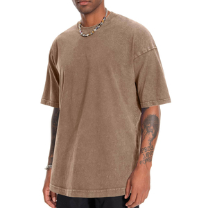 T-shirt délavé de qualité supérieure, style streetwear décontracté pour homme, en coton lavé. - Product Image 6