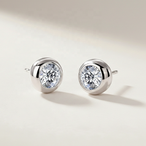 Solid <b>Silver</b> Round Diamond <b>Stud</b> Earrings Trendy IGI Certified Elegant Daily Wear Unisex Fine Jewelry Sparkling Gift Any Occasion - Product Image 3