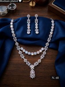 <b>Silver</b> Plated Brass Women's Bridal Set <b>Choker</b> Necklace Drop Earrings Tikka Ethnic Zircon Trendy Wedding Engagement Anniversary - Product Image 1