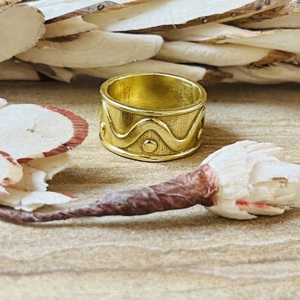 New Arrival Trendy Brass <b>Rings</b> Boho Wave Band Minimalist Brass Jewelry <b>Men</b> 18k Gold Plated Geometric Wide <b>Ring</b> Wholesale/OEM/ODM - Product Image 4