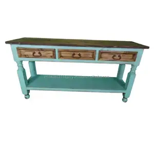 Decoración del hogar Muebles de madera reciclada para el hogar Entrada elegante Entrada 3 cajones Mesa de consola natural - Product Image 1